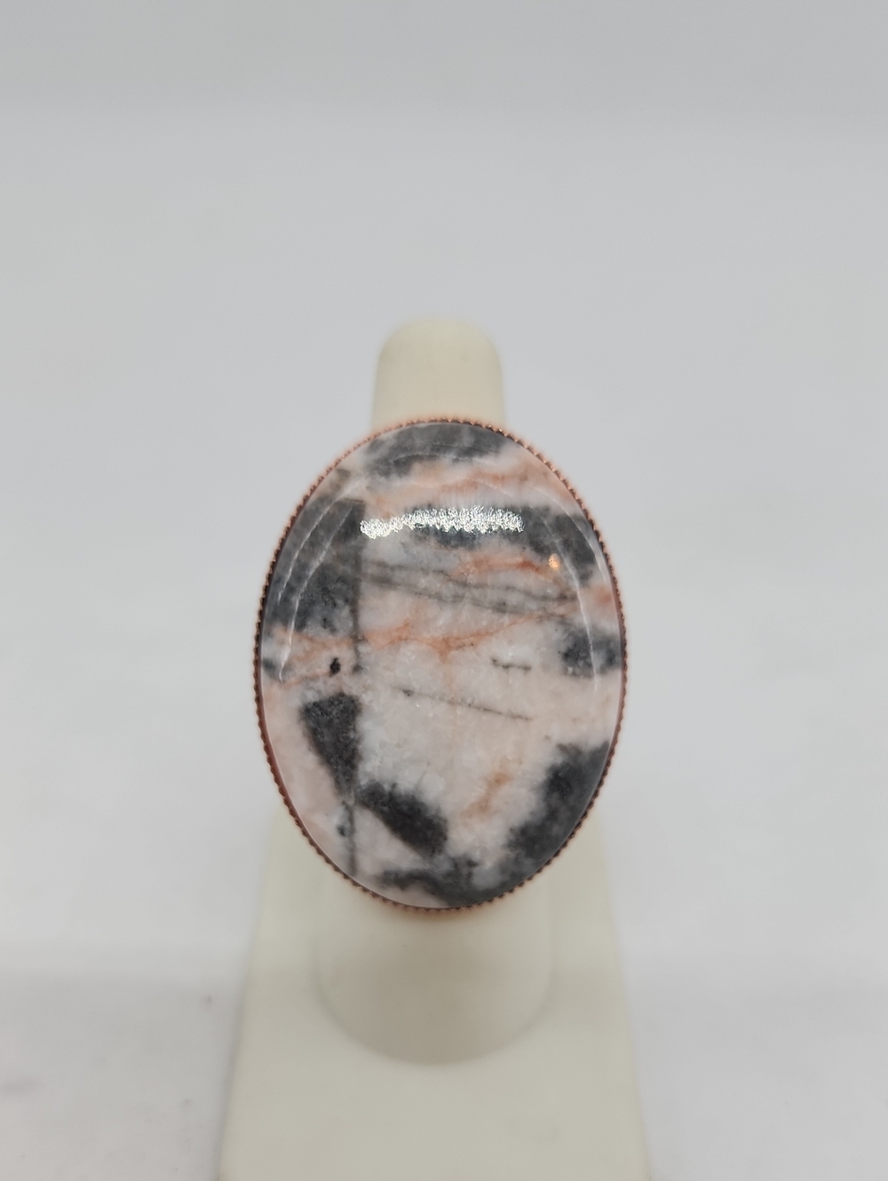 GASOLINE GLAMOUR COCKTAIL RING PINK ZEBRA JASPER